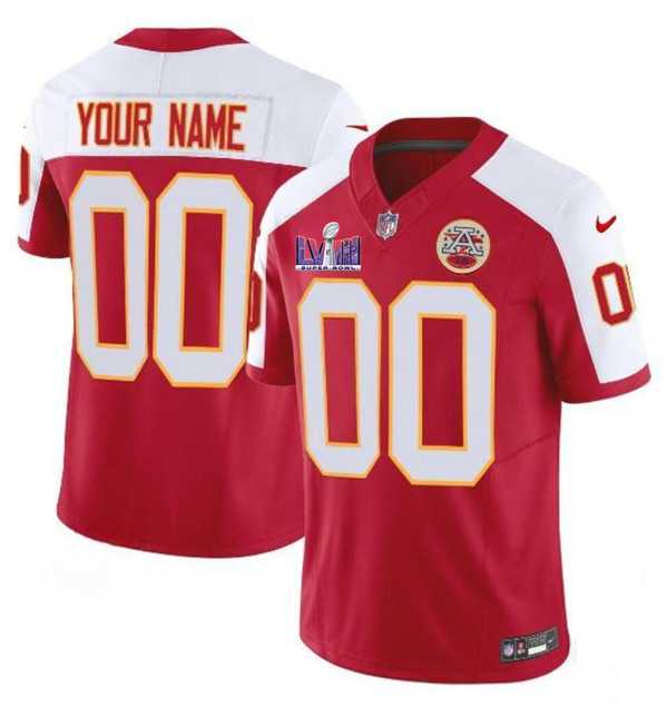 Men & Women & Youth Kansas City Chiefs Active Player Custom Red White 2024 F.U.S.E. Super Bowl LVIII Patch Vapor Untouchable Limited Jersey->->Custom Jersey